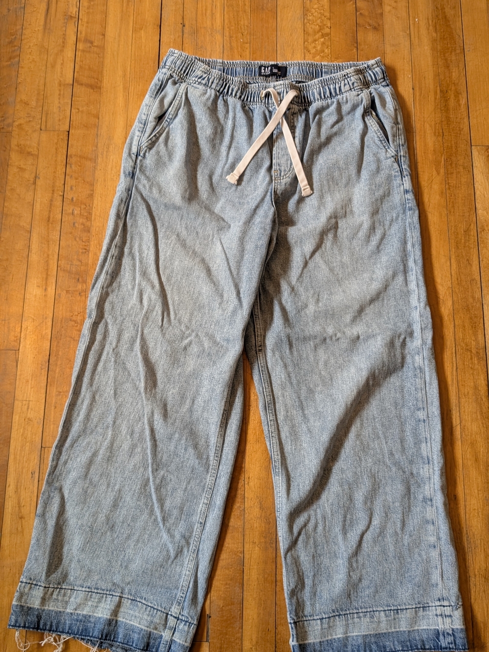 GAP High Rise Wide Leg Pull On Drawcord Waist L